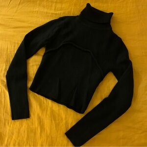 Black Turtleneck Crop Sweater